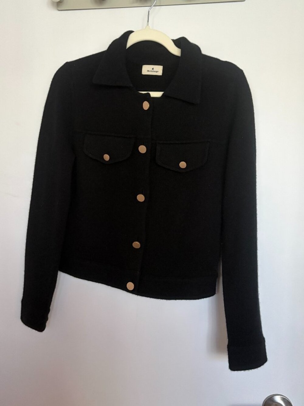 Italian Cashmere (70%) and Merino Wool (30%) Black Cardigan